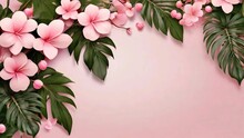 Soft Pink Background With Beautiful Pink Flowers.
