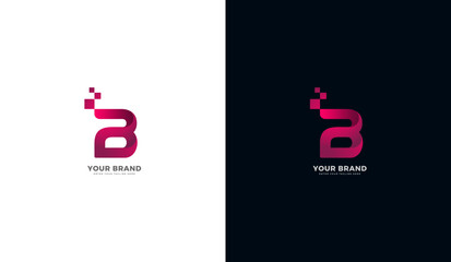Modern technology letter B logo. Letter b tech icon design. Graphic vector illustration