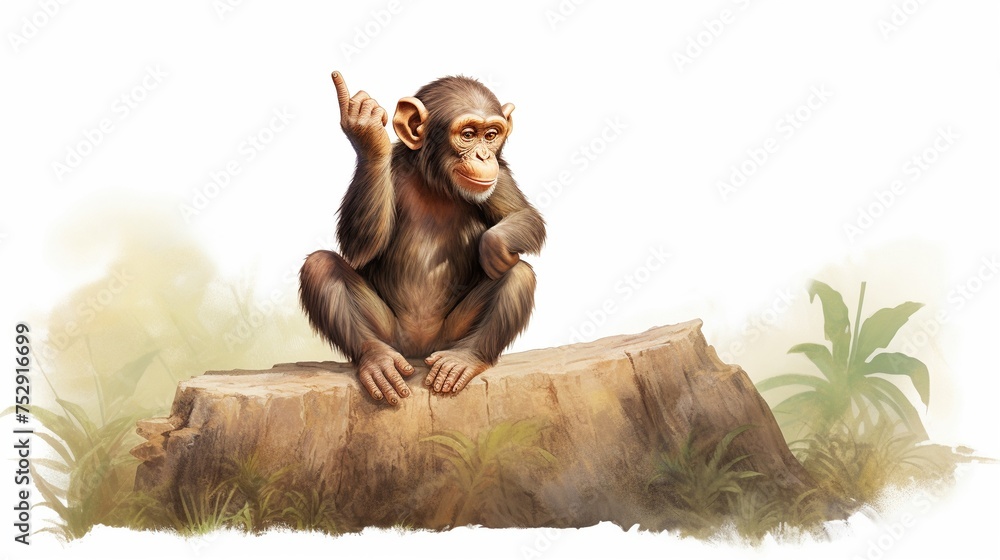 Monkey Hand Sign Language Monkey teaching sign language jungle classroom Stock Illustration ...
