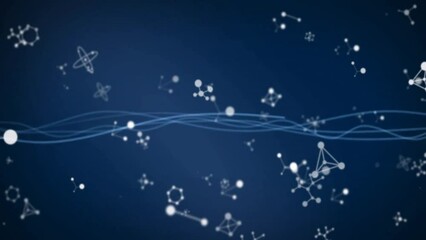 Sticker - Animation of molecules over lines on blue background