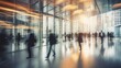© Svetlana - Long exposure. crowd of business people walking in a dark office lobby with bright orange lights. fast moving with blurry