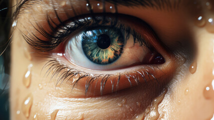 Poster - generated illustration close up view of beautiful  female eye