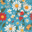 © TrishaMcmillan - Seamless pattern with watercolor flowers. Hand-drawn illustration.