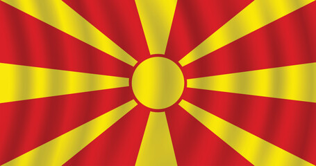 Wall Mural - Flat Illustration of North Macedonia flag. North Macedonia national flag design. North Macedonia Wave flag.
