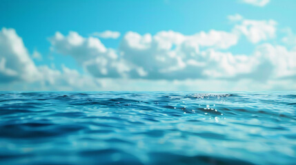 Wall Mural - A clear blue ocean with a few clouds in the sky