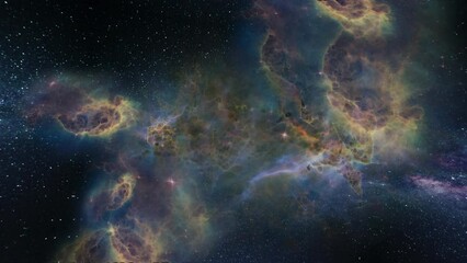 Wall Mural - Nebula Colourful Travel and Star Camera Flying to Deep Space. 3D rendering. 