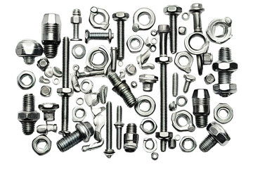 Canvas Print - Isolated bolt, screw, nut and washer, spring, gear or cogwheel with bearings. isolated on a Transparent background. Generative AI