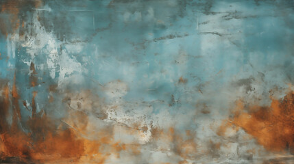  Moody blue and rusty orange grunge abstract background with textured layers
