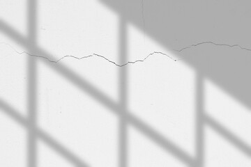 Wall Mural - realistic shadow comes from the window on white cracked wall. shadow overlay effect of sun light on 