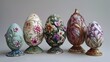 Decorative Oriental Easter Eggs with Floral Designs, To add a touch of elegance and cultural significance to Easter celebrations or home decor