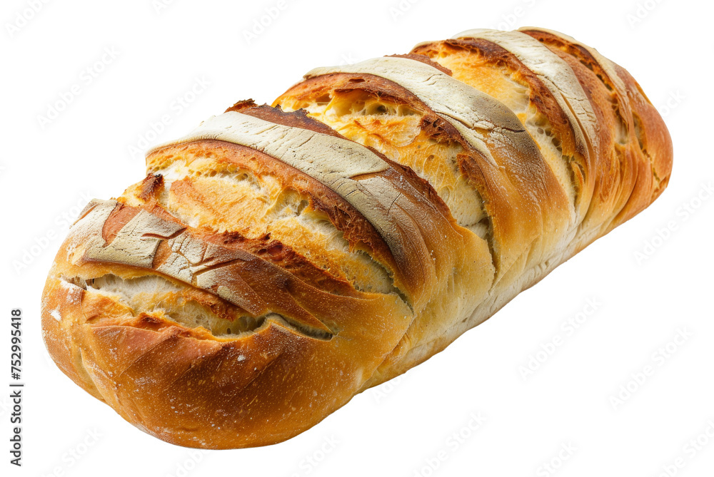 Freshly baked crusty artisanal bread loaf on transparent background ...