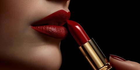 Macro shot showing elegant hands using highend lipstick product in action. Concept Beauty Photography, Lipstick Application, Elegant Hands, Macro Shots, High-End Products