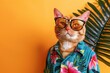 Stylish Orange Cat with Trendy Glasses and Shirt