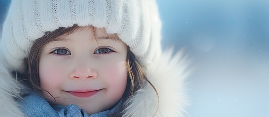 Sticker - Cheerful Kid Sporting Winter Fashion with White Headwear and Scarf