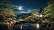 © Damian Sobczyk - Enchanting atmosphere when you are looking at the full moon in the night sky, surrounded by the beauty of the Japanese garden