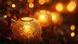 Golden light spills from ornate globes, soft shadows on a petal-filled night