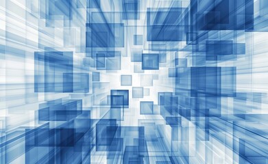 Wall Mural - Futuristic Blue Cubes Technology Background