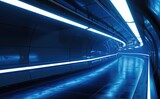 Fototapeta Do przedpokoju - Futuristic Blue Tunnel with Sleek Modern Design