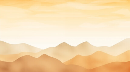 Poster - Watercolor golden hills pattern, minimalist abstract warm landscape background