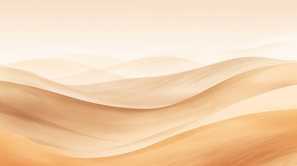 Poster - Warm watercolor landscape of abstract dunes in a minimalist neutral setting