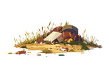 Fototapeta Big Ben - trash pile in field isolated vector style