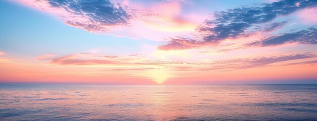 Wall Mural - Serene Sea Sunset with Vivid Cloudscape