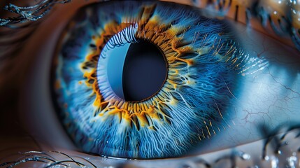 human eye iris. an extreme close-up of a human eye, highlighting the intricate patterns and colors o