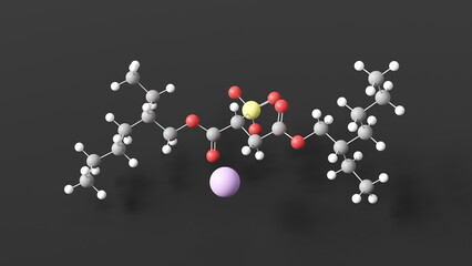 Poster - docusate sodium molecular structure, cathartics, ball and stick 3d model, structural chemical formula with colored atoms