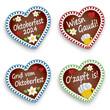 four gingerbread hearts Oktoberfest 2024
