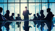 Businessman leading a business meeting and sharing some ideas with a group of people.