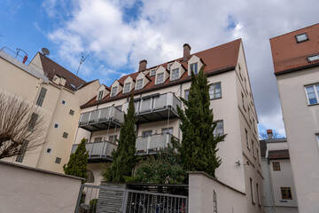 Wall Mural - A row of apartment buildings with balconies