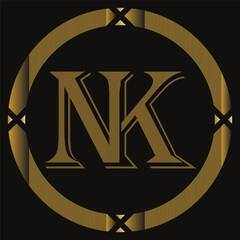 Wall Mural - NK lettermark and branding logo design with a leaf .And your best choice.
