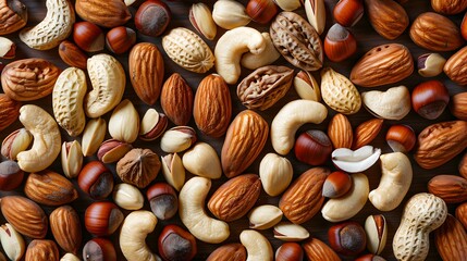 Wall Mural - Abstract background with different nuts in a heap
