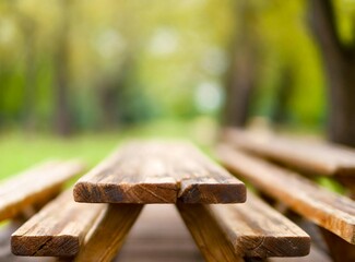 Sticker - Picnic tables on the park. Concept of spring outdoor activity.