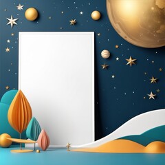 Wall Mural - 3d render of abstract background for mockup. 3d render of abstract background for mockup. mockup of blank poster in the desert with golden stars, 3d rendering