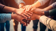 close up of hands holding hands, group of people joining hands, teamwork