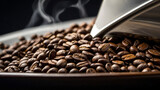 Image full of unique Arabica coffee beans In the close-up shooting angle