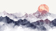 Landschaft Berge Panorama Vektor Wasserfarben Alpen Mountains Sonne Aquarell