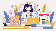 Young Female Nurse Modern Illustration