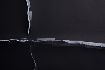 Sticker - Torn black paper with transparent adhesive tape or strips,repair paper