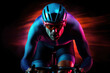Olympic sport cycling background with copyspace. Cyclist. Dramatic colorful portrait. Speed and powerfull
