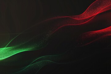 Wall Mural - Black red green grainy gradient background glowing color wave on dark backdrop, noise texture banner header design