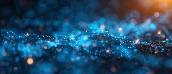 Aufkleber - An image with technology symbols on a digital blue background