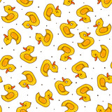 Fototapeta Na ścianę - Seamless pattern with cute сartoon bath duck isolated on white - funny background for Your textile design