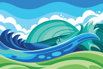  Abstract soft blue and green water color ocean wave texture background. Banner Graphic Resource as background for ocean wave and water wave graphics