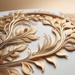 3d illustration of gold decorative ornament on a brown background 3d illustration of gold decorative