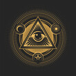 All seeing Eye of Providence Masonic Emblem on Black Background