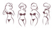 Female Body Stilyzed Silhouette in Lingerie Monochrome Emblem Set