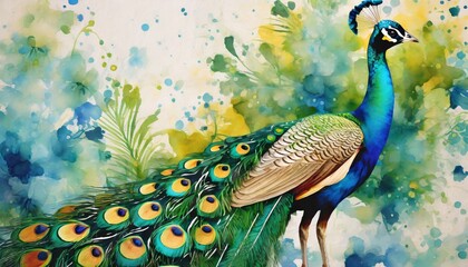 Sticker - background with peacock