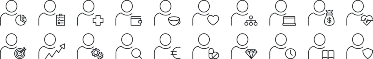 Wall Mural - pack of linear symbols of faceless useless. editable stroke. linear symbol for web sites, newspapers
